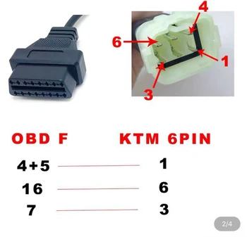 OBD Motociklo Kabelis KTM 6 Pin Plug Kabelio Diagnostikos Kabelis 6Pin su OBD2 16 pin Adapter