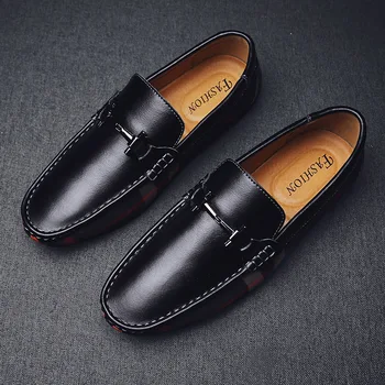 Odiniai vyriški batai nauji odiniai vyriški batai kvėpuojantis odos batai, šviesiai atsitiktinis valtis batai didelio dydžio Mokasīni, batai 38-46