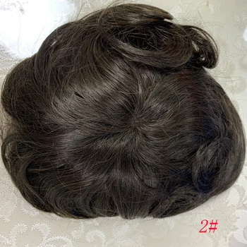 ODOS Toupee PU 6mm-8mm Žmogaus Plaukų Perukas Toupee Indijos Remy Plaukų Sistema Vyrų Hairpiece Tiesiai Banga Plaukai Tamsiai Rudi 1B10 6inch 130%