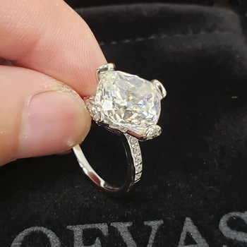 OEVAS 925 Sterlingas Sidabro Vestuvių Žiedas Putojantis 11*11mm didelių Anglies, Deimantų Vestuvių Dalyvavimo Šalies Smulkių Papuošalų Didmeninė