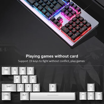 Oppselve Mechaninė Klaviatūra LED Apšvietimu Klaviatūras, USB 104 Keycaps Paramos 19 Klavišą Kovoti Be Conflit Žaisti Žaidimą Klaviatūros