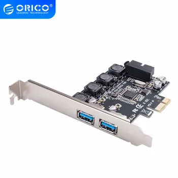ORICO USB 3.0 PCIE Express Plėtros Kortelę ar 2 Port USB 3.0 PCI-e PCIe Adapteris Su 19PIN Priekiniai Sąsaja 5Gbps Greitį, PC Win10