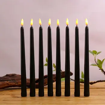 Pakuotėje yra 12 Plastikinių Juoda Flameless Naujųjų Metų Žvakės,28 cm, baterijomis, Vestuvių, Gimtadienio Helovinas LED Siaurėjantys Žvakidės