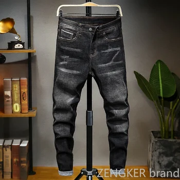 Pavasarį nauji didelio dydžio, vyriški džinsai paprastas ir stilingas korėjos kelnės 50 48 46 laisvas kelnes vyrams didelio dydžio džinsai