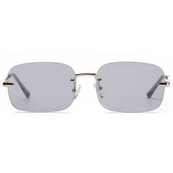 Peekaboo aukso aikštė rėmo akiniai nuo saulės taškus vyrų metalo pilka žalia šviesą saulės akiniai moterims frameless uv400 šviesos spalva