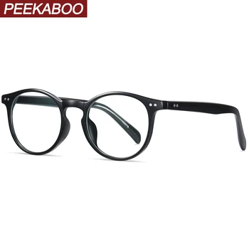 Peekaboo tr90 apvalių akinių rėmeliai moterų retro stiliaus, skaidraus lęšio vyrų optiniai stiklai anti mėlyna lemputė skaidri, juoda