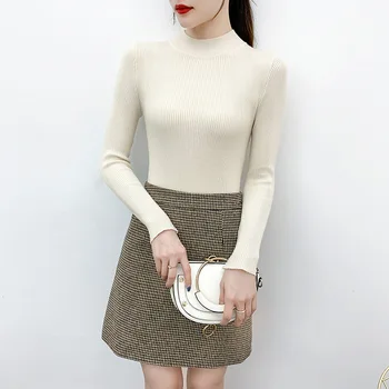 Pietų Korėja 2020 M. Rudens/Žiemos Kelių spalvų Džemperis Moterims moteriški Nauji Apvalios Kaklo Moterų Megzti marškinėliai Džemperis Moterims