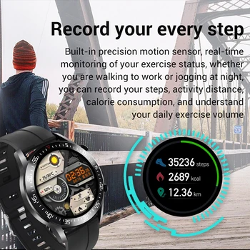 Pilnas touch screen vyrų Smart watch širdies ritmas, kraujospūdžio stebėsenos vandeniui Sporto žiūrėti Fitness tracker, Skirtų 