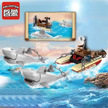 Piratai Serijos Rykliai Siaubo Milžiniškas Skorpionas Plytos, Statyba Blokai Modelis, Švietimo Žaislai Vaikams Dovanos