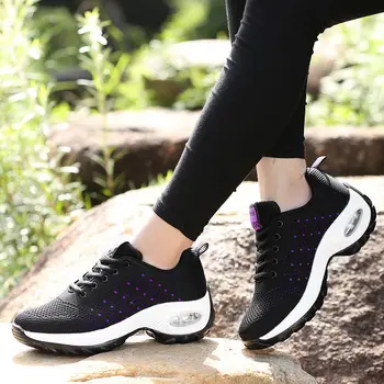 Platforminiai batai moterims sportbačiai 2021 kvėpuojantis tinklelio moterų sportbačiai šviesos sportiniai bateliai lace-up sneakers moterų bėgimo bateliai