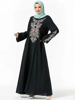 Plius Dydis 4XL Musulmonų Abaja Suknelė Moterims Pynimas Rankovės-line Dubajus turkijos Kaftan Maxi Suknelė Big Swing Islamo Drabužiai Nauji