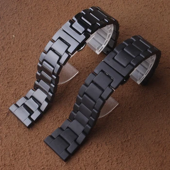 Poliruotas Matinis Keramikos Watchbands Juoda Dirželis Apyrankes smart vyrai laikrodžiai 20mm 22mm tinka Samsung Pavara, S2, S3, Galaxy 46mm atveju