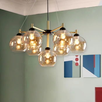 Post-modernus gyvenamasis kambarys led šviestuvo Nordic light prabangus restoranas liustra apšvietimo, paprastas stiklo miegamasis baro kabo lempa