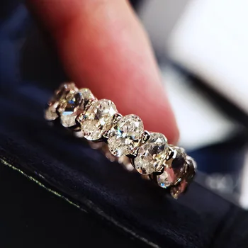 Prabanga Ovalo supjaustyti Moissanite Deimantų Žiedas Originalus 925 sterlingas sidabro Dalyvavimas Vestuvių juostoje Žiedai, Moterų Nuotakos Papuošalai