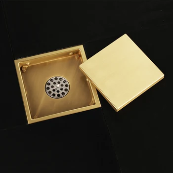 Prabangus aukso nerūdijančio plieno 150 x 150mm aikštėje anti-kvapas grindų nutekėjimo vonios kambarys nematomas aukso dušo nutekėjimo-2018 m.