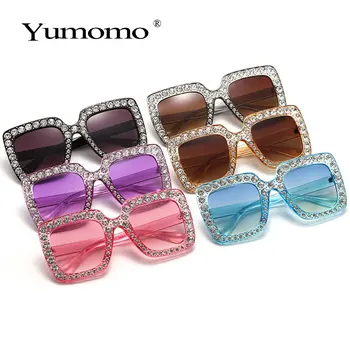 Prabangus diamond akiniai nuo saulės ponios prekės ženklo dizainas aikštėje diamond akiniai nuo saulės, akiniai nuo saulės moterims gradientas Oculos Lunette