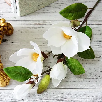 Prabangus ilgas stiebas 4Heads Dirbtinis Magnolia Gėlių filialas namų Vestuvių Dekoravimas netikrą Gėlių sodo dekoro flores