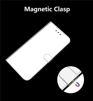 Prabangus Veidrodis Sklandžiai Odos Flip Case for Iphone 11 Pro Max Xs Max Xr 8 7 6 6s Plius 11Pro Magnetas Kortelės Turėtojas Piniginės Stovo Dangtelis