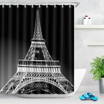 Prancūzija Paris Bokštai Kraštovaizdžio Spausdinti Vonios Kambarys Dušo Užuolaidų Komplektas Su Kabliukais Vandeniui Poliesterio Retro Vonios Uždanga Vonios Kambarys