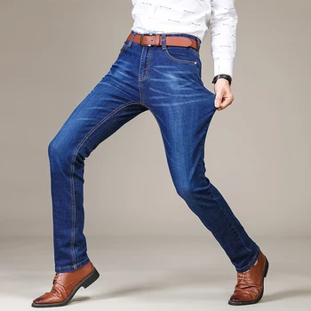 Prekės 2019 Nauji vyriški Slim Elastiniai Džinsai Mados Verslo Klasikinio Stiliaus Skinny Džinsai Denim Kelnės Vyriškos Kelnės