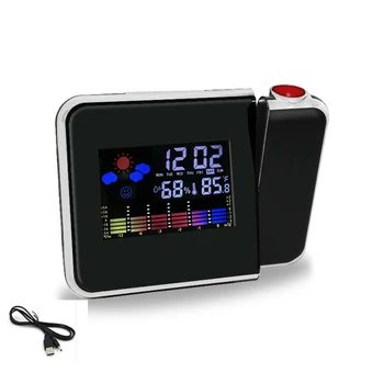 Projekcijos Žadintuvas LED Atidėjimo Skaitmeninio Laikrodžio Ekranas Oras Tempreture Kalendorių Lentelės, Stalo Laikrodis Su USB Kartą Projektorius
