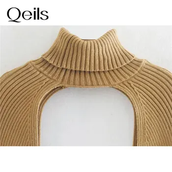 Qeils Moterų 2021 Mados Rankos Šildytuvus Megzti megztinis, Vintage Golfo ilgomis Rankovėmis Moteriška Puloveriai Prašmatnus Viršūnės