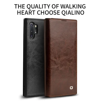 QIALINO Mados natūralios Odos Phone Cover for Samsung Galaxy Note 10 Prabangus Rankų darbo Flip Case for Galaxy Note 10+