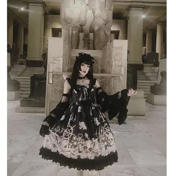 QWEEK Gothic Lolita Dress Goth 2021 M. Vasarą Gotikos Harajuku Kawaii Mielas Suknelė Nėriniai-up Raukiniai Cosplay Kostiumas Šalis Suknelė JSK