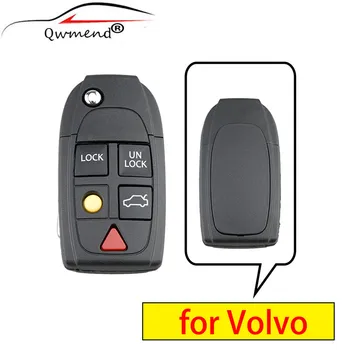 QWMEND 5 Mygtukus Pakeisti Smart Automobilio raktas Fob Atveju Volvo XC70 XC90 V50 V70 S60 S80 C30 Nuotolinio Apversti Klavišą 