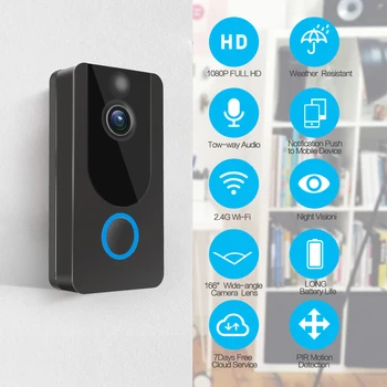 QZT Belaidžio Smart Doorbell Kamera, Naktinio Matymo Domofonas Žiedas Vaizdo Doorbell Kamera, Wifi Smart Home Durų Varpelis su Kamera 1080P