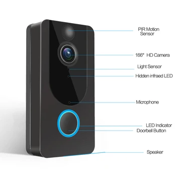 QZT Belaidžio Smart Doorbell Kamera, Naktinio Matymo Domofonas Žiedas Vaizdo Doorbell Kamera, Wifi Smart Home Durų Varpelis su Kamera 1080P