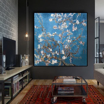 Rankomis dažyti garsaus dailininko (Vincent Willem van Gogh ）orchidėja, Gėlių aliejaus tapyba, dekoratyvinės viešbučio fojė, sofa-lova, dideli piešiniai