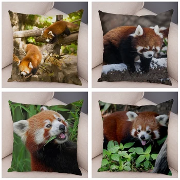 Raudona Panda Spausdinti Pagalvėlių Apvalkalus Sofa Namų, Automobilių Puošimas Gražių Laukinių Gyvūnų Užvalkalas 45*45 Super Trumpas, Minkštas Pliušas Pagalvės užvalkalą
