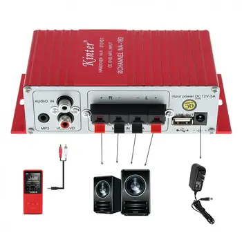 Raudonos spalvos MA-180 Mini USB Automobilinis Valtis Auto Garso Galios Stiprintuvo 2CH Stereo HIFI Amp (12V/5A