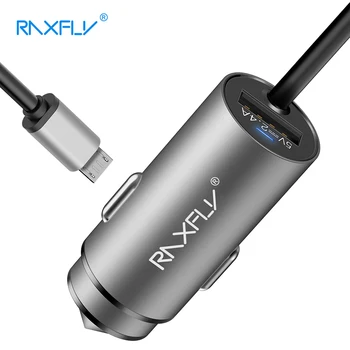 RAXFLY Micro USB Automobilinis Įkroviklis Su Įkrovimo Kabelis iPhone, 11 XR 8 Tablet Cigarečių Degiklio 3.4 Greitas Įkroviklis Adapteris, Skirtas Telefonas