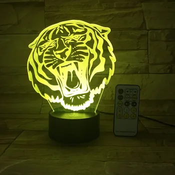 RC Nuotolinio Ar Touch Valdymo 3D Gyvūnų Lion House Dekoro USB Lempa Žaislą Dovanų Luminarias 7 Spalvų Flash Pakeisti Naktį LED Lemputė Dovanų