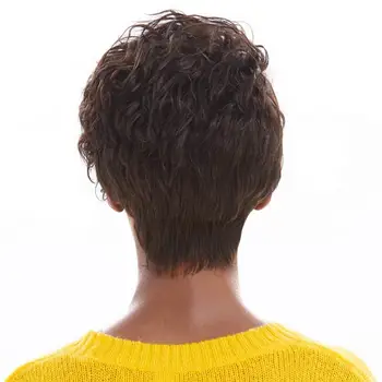 Rebecca pixie supjaustyti perukas Trumpas Banguoti Perukas Brazilijos Remy Žmogaus Plaukų Perukai Už juodaodžių Moterų Derinys Rudos, Raudono Vyno Spalvos Nemokamas Pristatymas