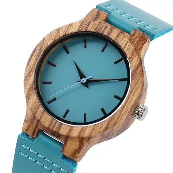 REDFIRE Stilingas Mėlynos Paprastos Dial Medienos Žiūrėti moteriški Laikrodžiai Kvarco natūralios Odos Dirželis Cool Atsitiktinis Ponios Medinis Laikrodis reloj