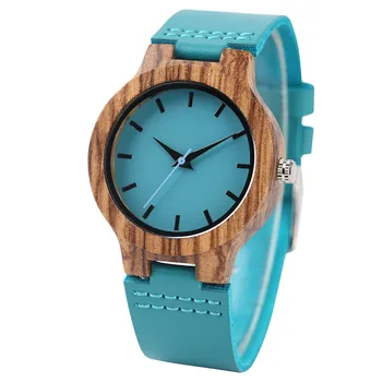 REDFIRE Stilingas Mėlynos Paprastos Dial Medienos Žiūrėti moteriški Laikrodžiai Kvarco natūralios Odos Dirželis Cool Atsitiktinis Ponios Medinis Laikrodis reloj