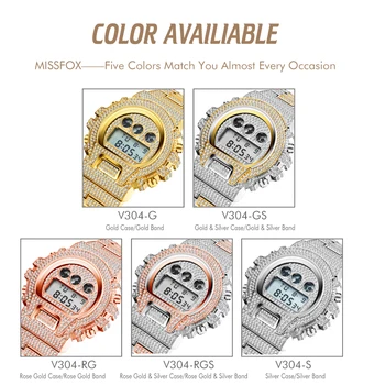 Relogio Masculino MISSFOX vyriški Prabangūs Laikrodžiai LED Skaitmeninis Kvarco 18K Aukso laikrodis Vyrams G Stiliaus Šoko Įrodymas AAA Vyrų Rankiniai Laikrodžiai