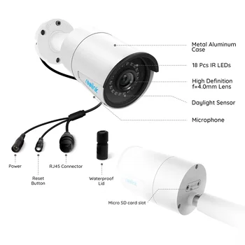 Reolink RLC-410 PoE saugumo kameros 5MP naktinio matymo SD kortelės lizdas Mik judesio aptikimo, nuotolinės prieigos lauko vandeniui vaizdo kamera