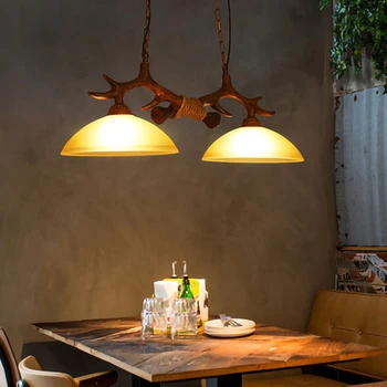 Restoranas Apdailos Derliaus sieniniai šviestuvai dvigubai elnių ragai baltos šviesos lempų gaubtų Droplight Blizgesio miegamojo apšvietimo šviestuvas