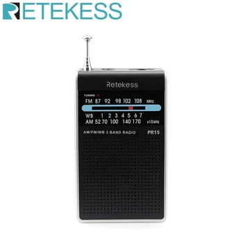 Retekess PR15 Mini Pocket Radijas FM AM NOAA Žymiklį Paieška Radijo Imtuvas su Avarinio Oro Įspėjimo Funkcija nešiojamosios Radijo