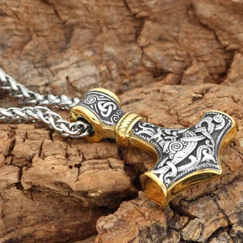 Retro Šiaurės Stiliaus vyriški Aukštos Kokybės Metalo Celtic Plaktukas Pakabukas Amuletas Karoliai