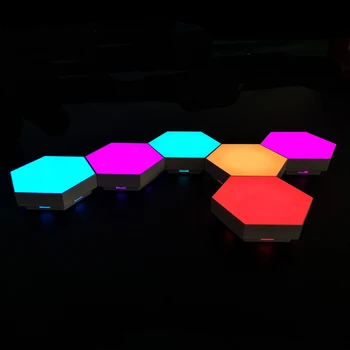 RGB Palieskite Jutiklį Nuotolinio Valdymo Quantum Lempa LED Šešiakampe Lempos RGBW Gabalas Korio Lempos Sienos Lempos Smart Naktį Šviesos Namų Dekoro