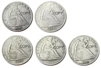 RINKINYS(1846 M. 1850 1851 1859 1860)-O 5VNT Sėdi Laisvės Doleris Sidabro Padengtą Kopijuoti Monetas