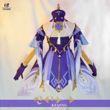 ROLECOS Genshin Poveikio Keqing Cosplay Kostiumų Žaidimas Genshin Poveikio Cosplay Moterų Kostiumas Helovinas Dress