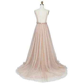 Rose Pink Prom Dresses 2020 Appliqued Gėlės Vakare Chalatai Spageti Dirželį Ilgai Seksualus Tiulio China Chalatas De Soiree Užsakymą