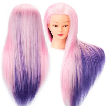Rožinė, Violetinė Ilgi Plaukai, Kosmetologijos Manekeno Galvos Šukuosena, Profesionalus Kirpyklos Maniqui Manekeno Lėlės Vadovai + Plaukų Įrankiai