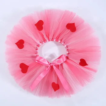 Rožinės spalvos Poliesterio Tiulio Bamblys Mergina Bendras Sijonas Vaikų Širdies Modelis Valentino Diena Tutu Sijonas Vaikai Princesė Alisa Sijonai